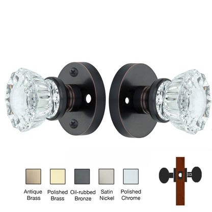 Round Rose with Crystal Door Knobs - Privacy / Bedroom / Bathroom