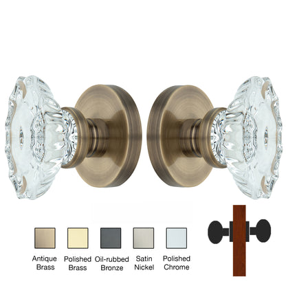 Round Rose with Calvert Crystal Door Knobs - Double Dummy