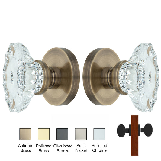 Round Rose with Calvert Crystal Door Knobs - Double Dummy