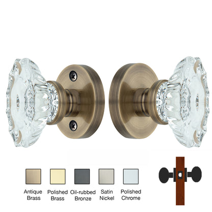 Round Rose with Calvert Crystal Door Knobs - Passage / Hallway / Closet