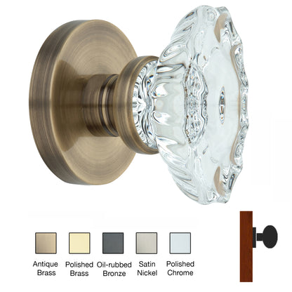 Round Rose with Calvert Crystal Door Knobs - Single Dummy