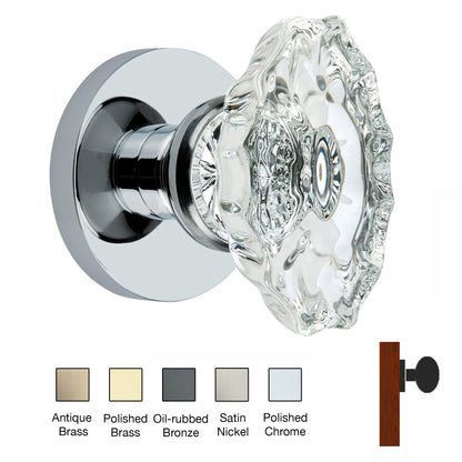 Round Rose with Calvert Crystal Door Knobs - Single Dummy