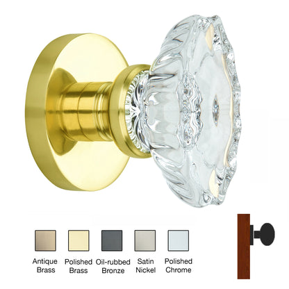 Round Rose with Calvert Crystal Door Knobs - Single Dummy