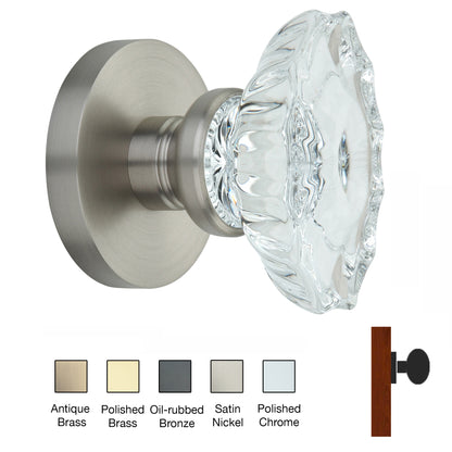 Round Rose with Calvert Crystal Door Knobs - Single Dummy