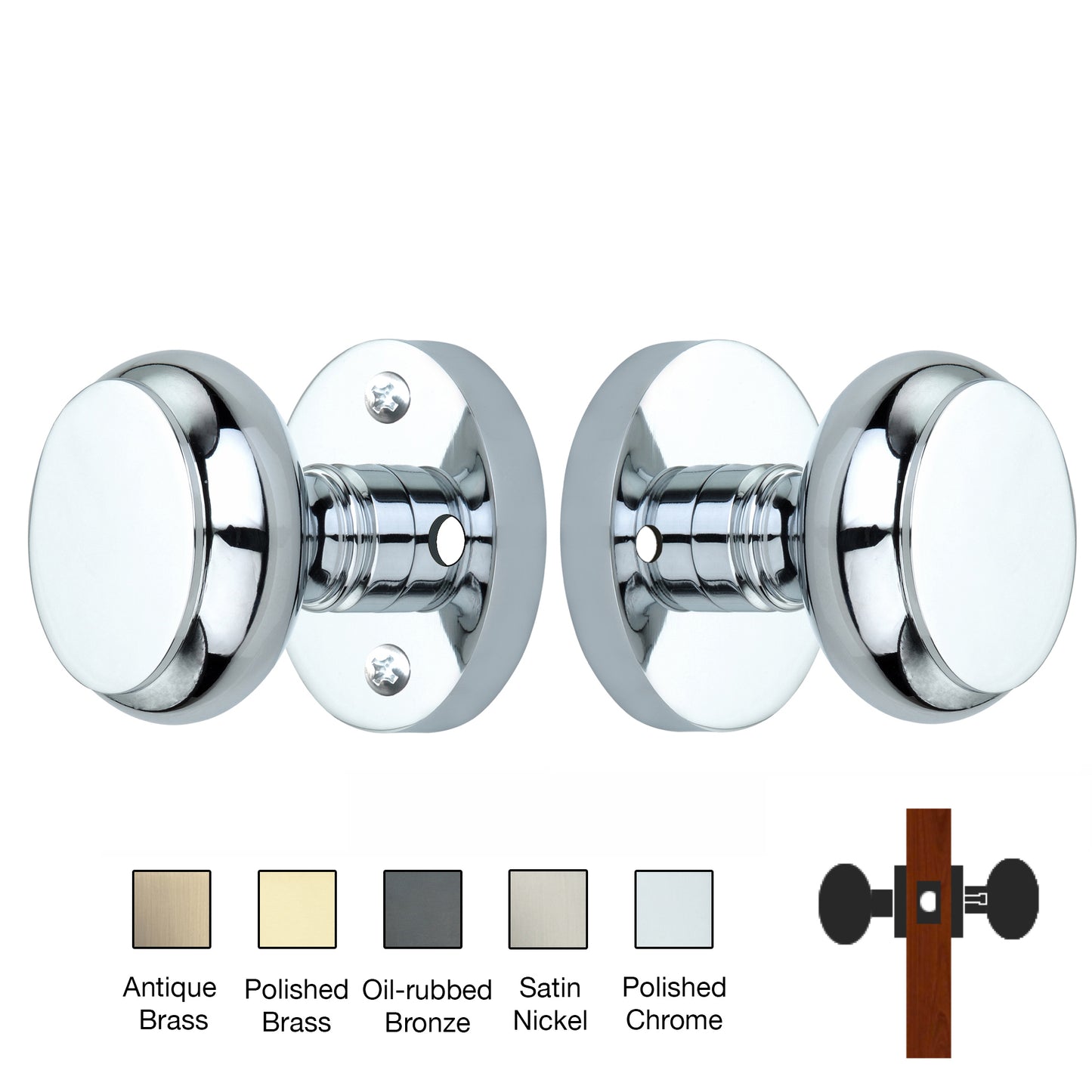 Round Rose with Flat Door Knobs - Privacy / Bedroom / Bathroom