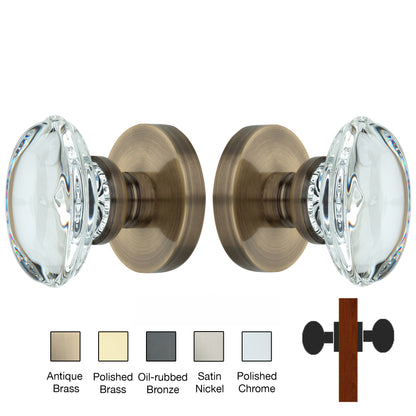 Round Rose with Oval Crystal Door Knobs - Double Dummy