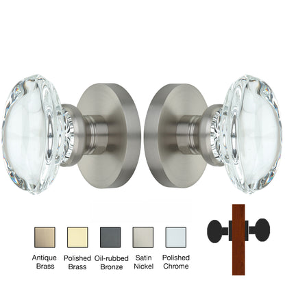 Round Rose with Oval Crystal Door Knobs - Double Dummy