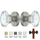 Round Rose with Oval Crystal Door Knobs - Double Dummy