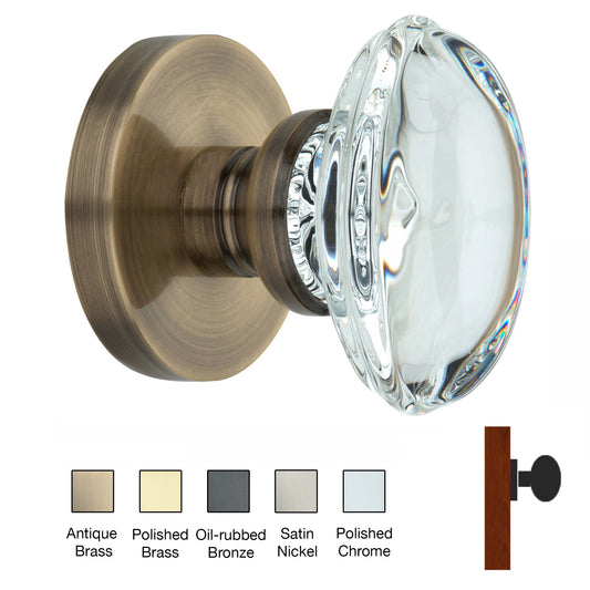 Round Rose with Oval Crystal Door Knobs - Single Dummy