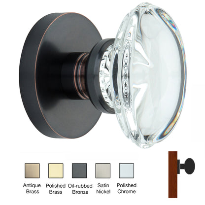 Round Rose with Oval Crystal Door Knobs - Single Dummy